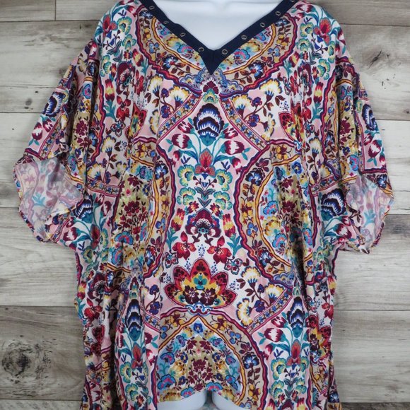 Nanette Lepore* Women's Short Sleeve V-Neck Front/Back BOHO Pullover Blouse~ XS - Picture 11 of 11